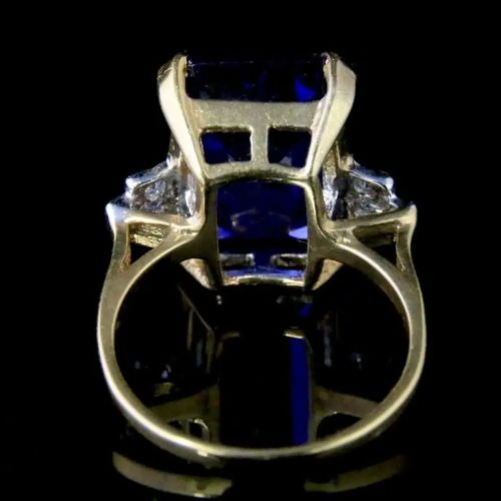 Cz Tanzanite White Sapphire Ring Emerald Cut