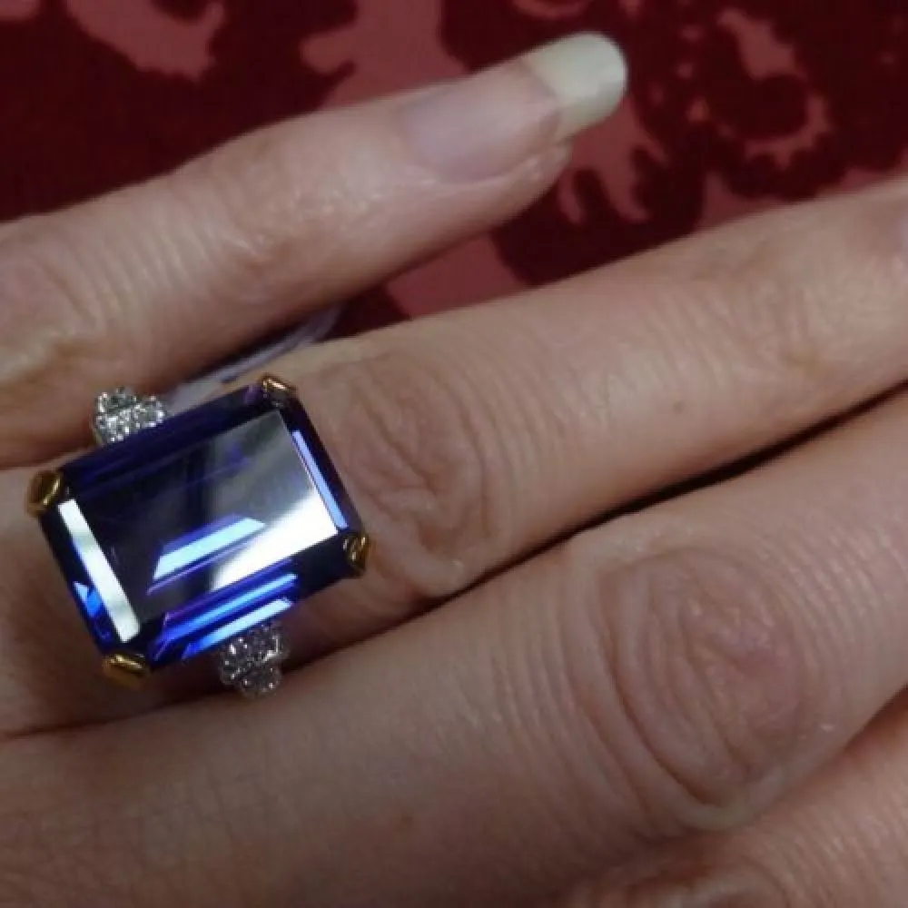 Cz Tanzanite White Sapphire Ring Emerald Cut