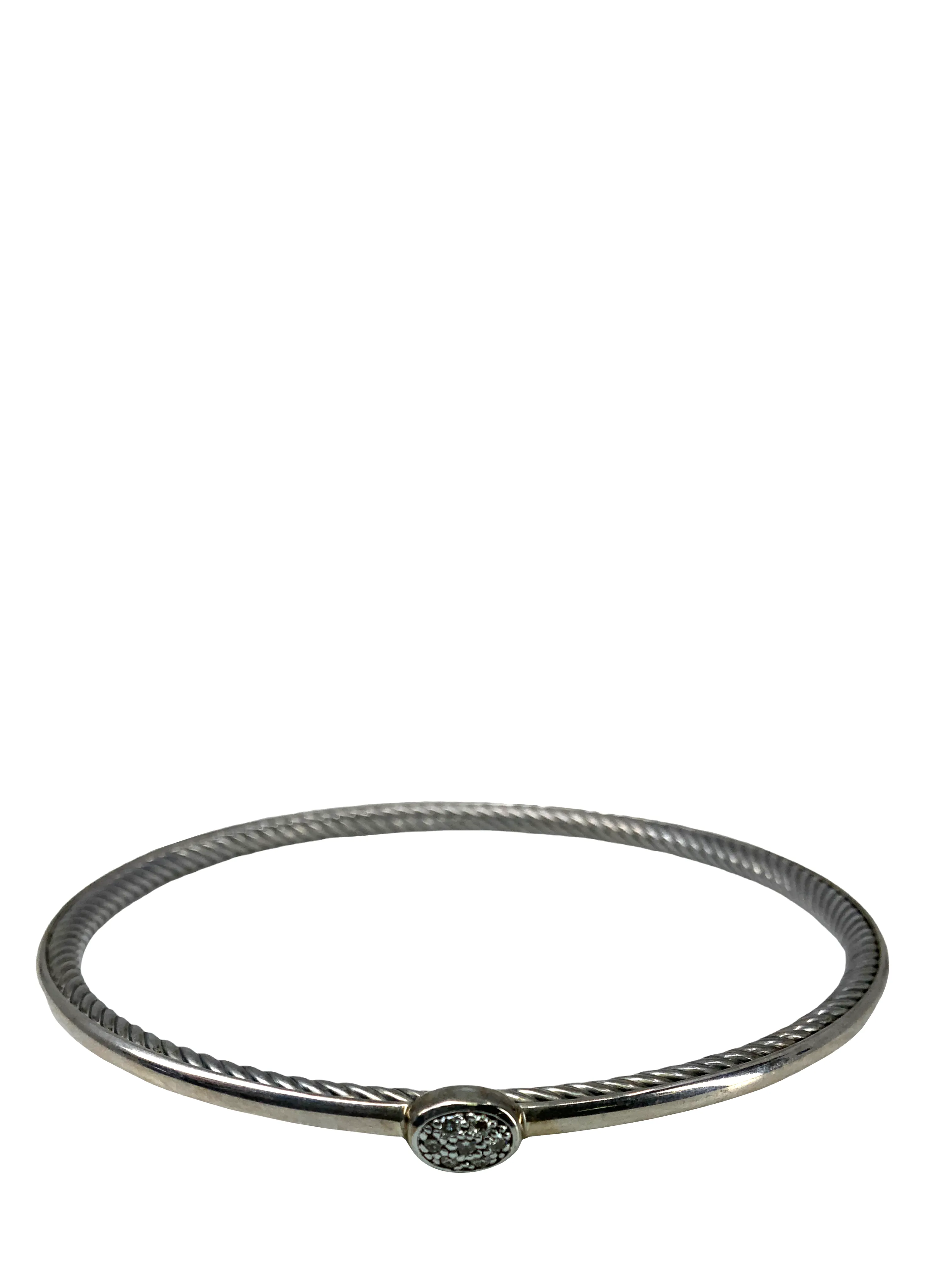 David Yurman Sterling Silver Cable Diamond Bangle Bracelet