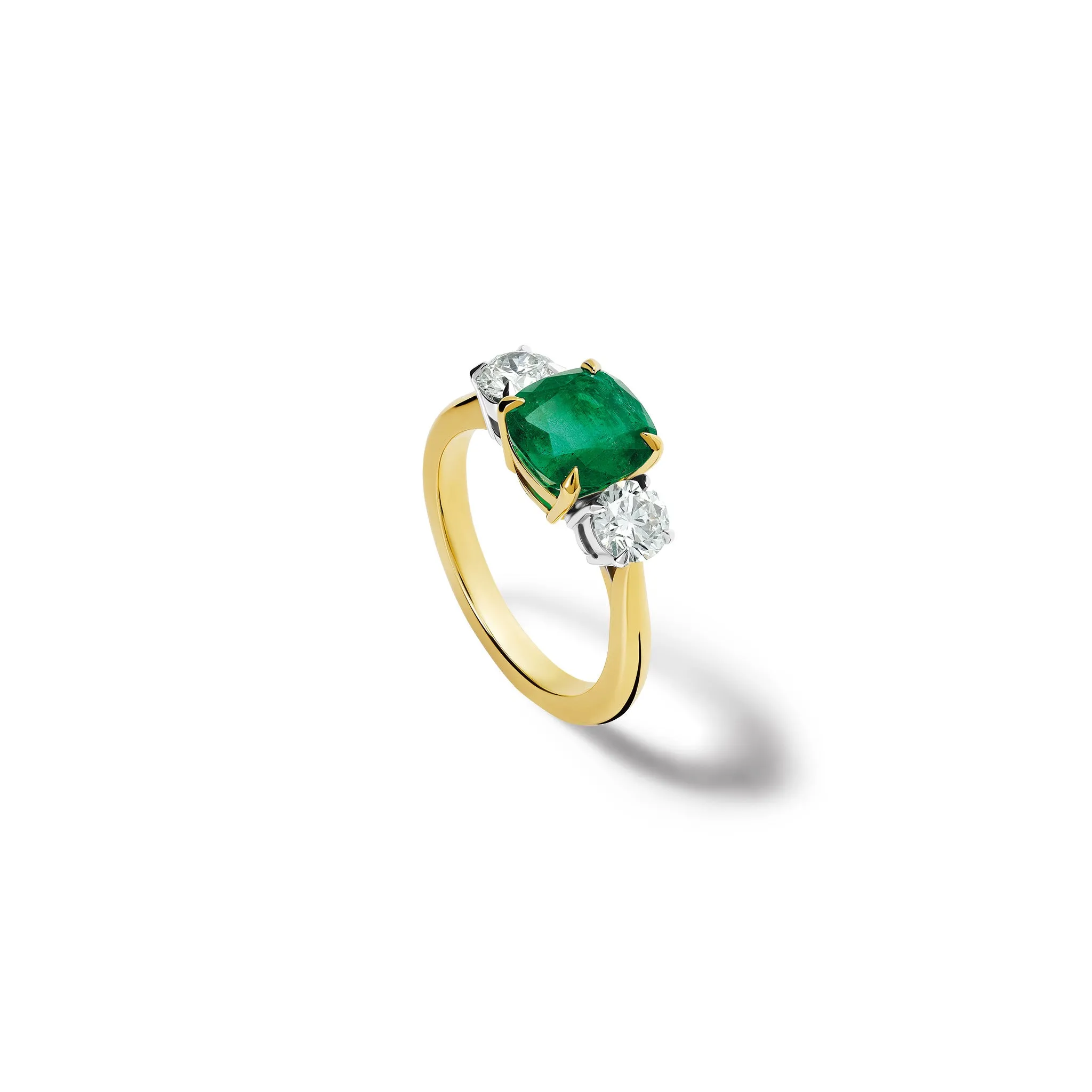 Delilah Engagement Ring 18ct White & Yellow Gold - Emerald & Diamond