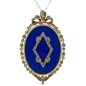 Edwardian Enamel & Rose Cut Diamond Locket