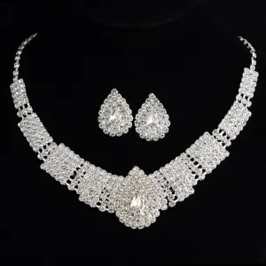 Exaggerated Full Drill Bridal Suite Necklace