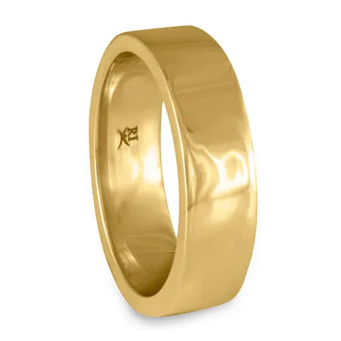 Flat Comfort Fit Wedding Ring, 14K Yellow Gold 6mm Wide by 2mm Thick