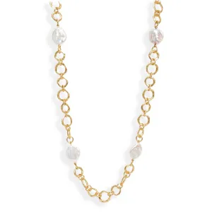 Flat Pearl Station Necklace