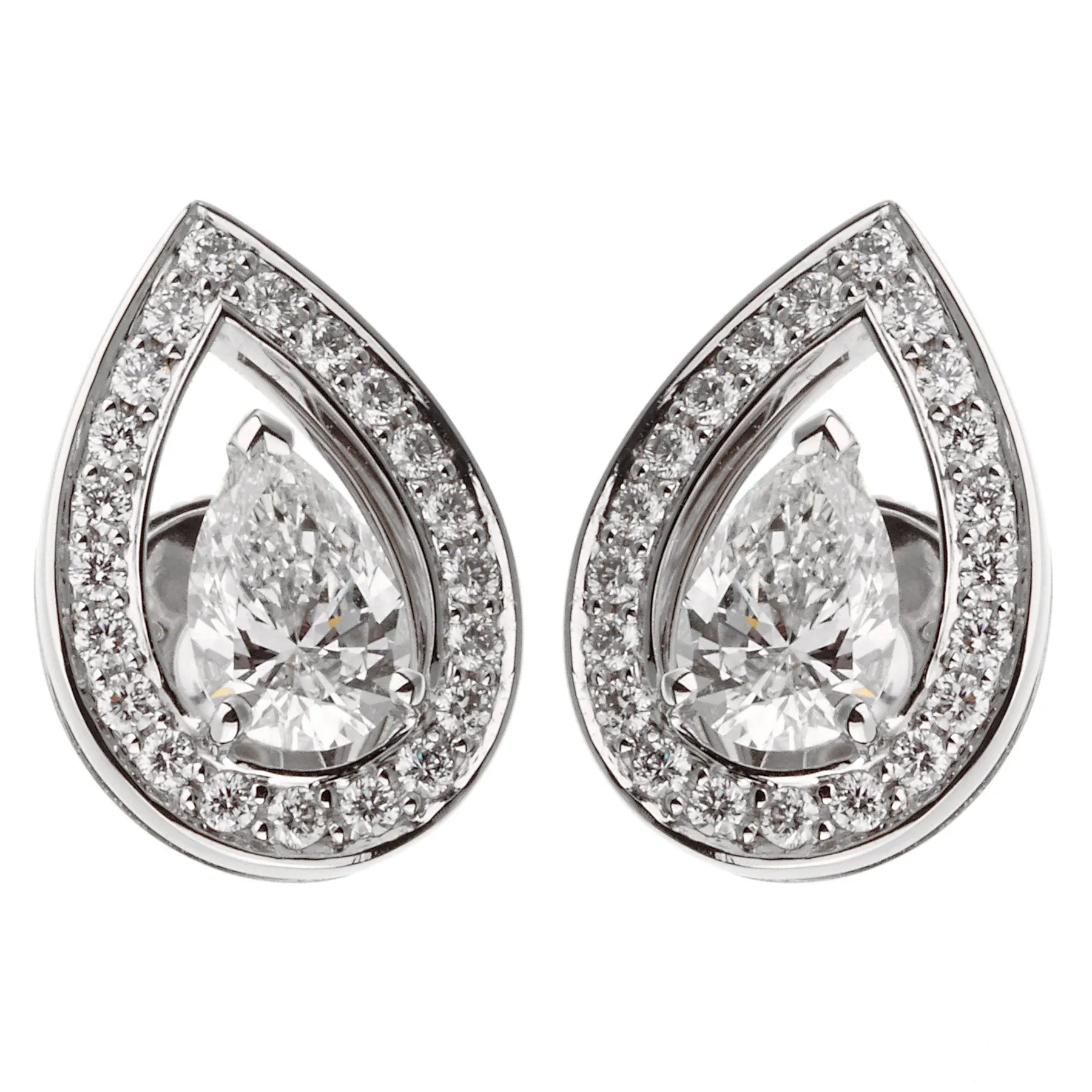 Fred of Paris  Lovelight Pear Shaped Diamond Stud Earrings