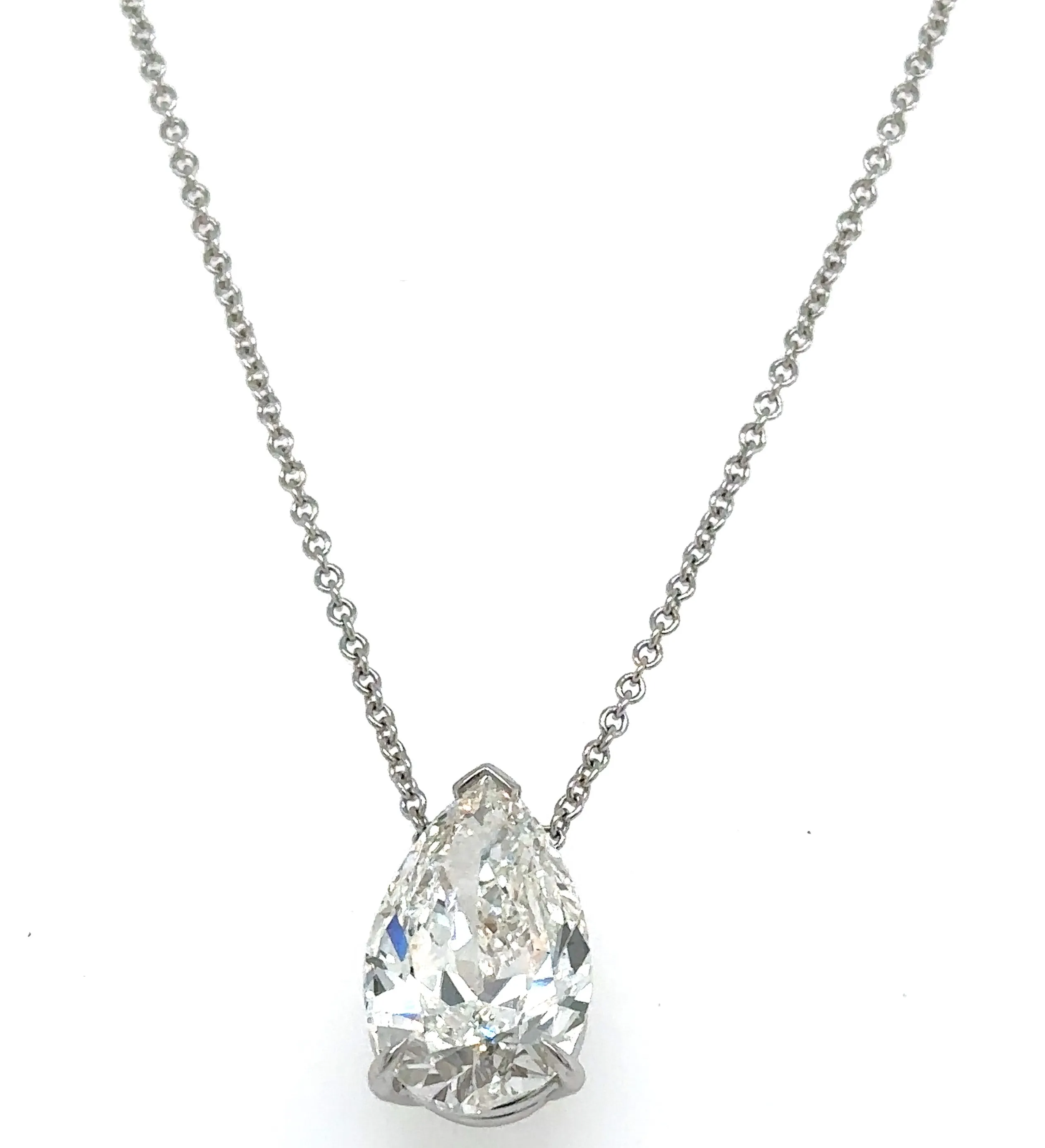 GIA Certified 3.68Carat Diamond Pear-shape Solitaire Pendant Necklace