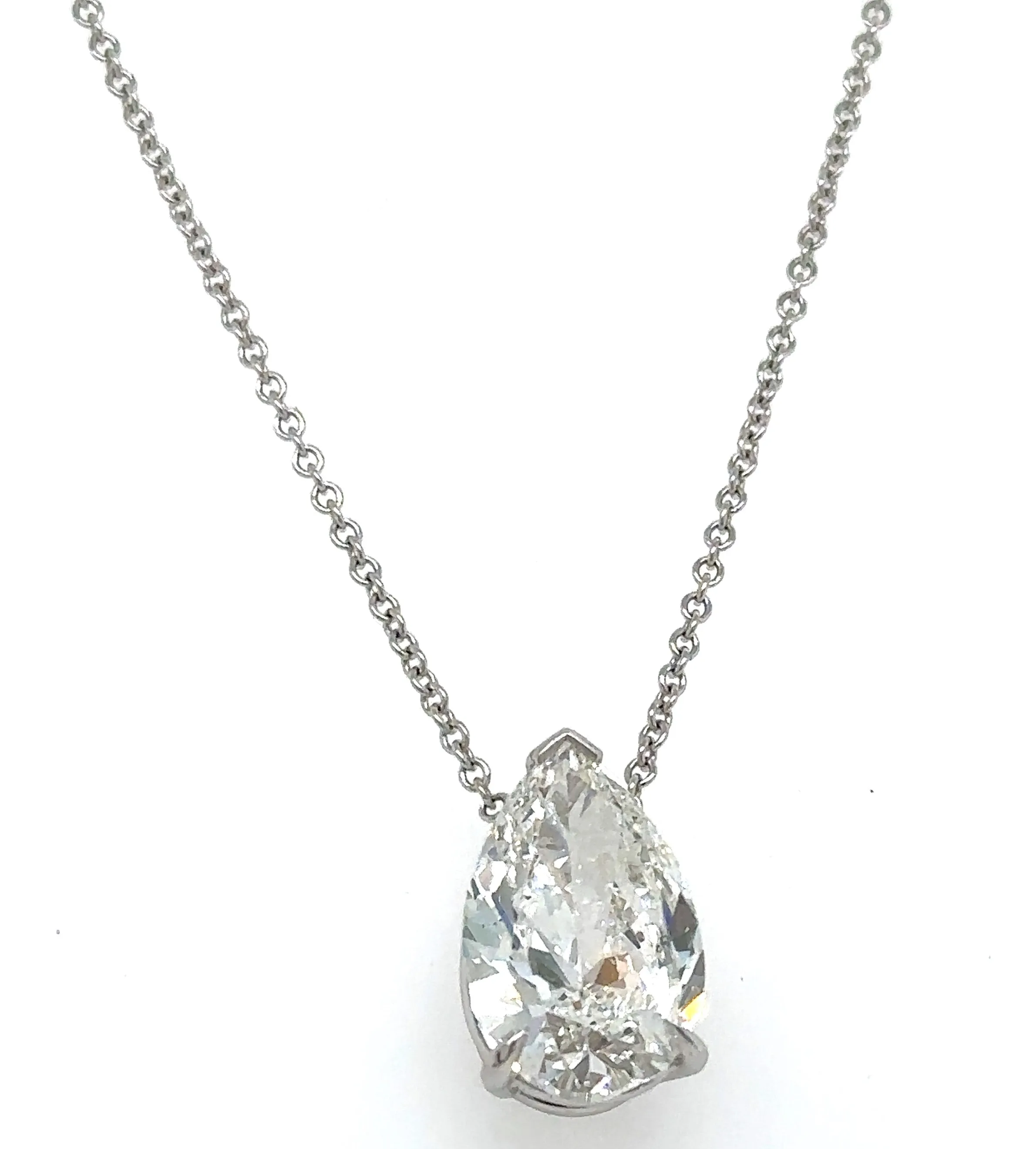 GIA Certified 3.68Carat Diamond Pear-shape Solitaire Pendant Necklace