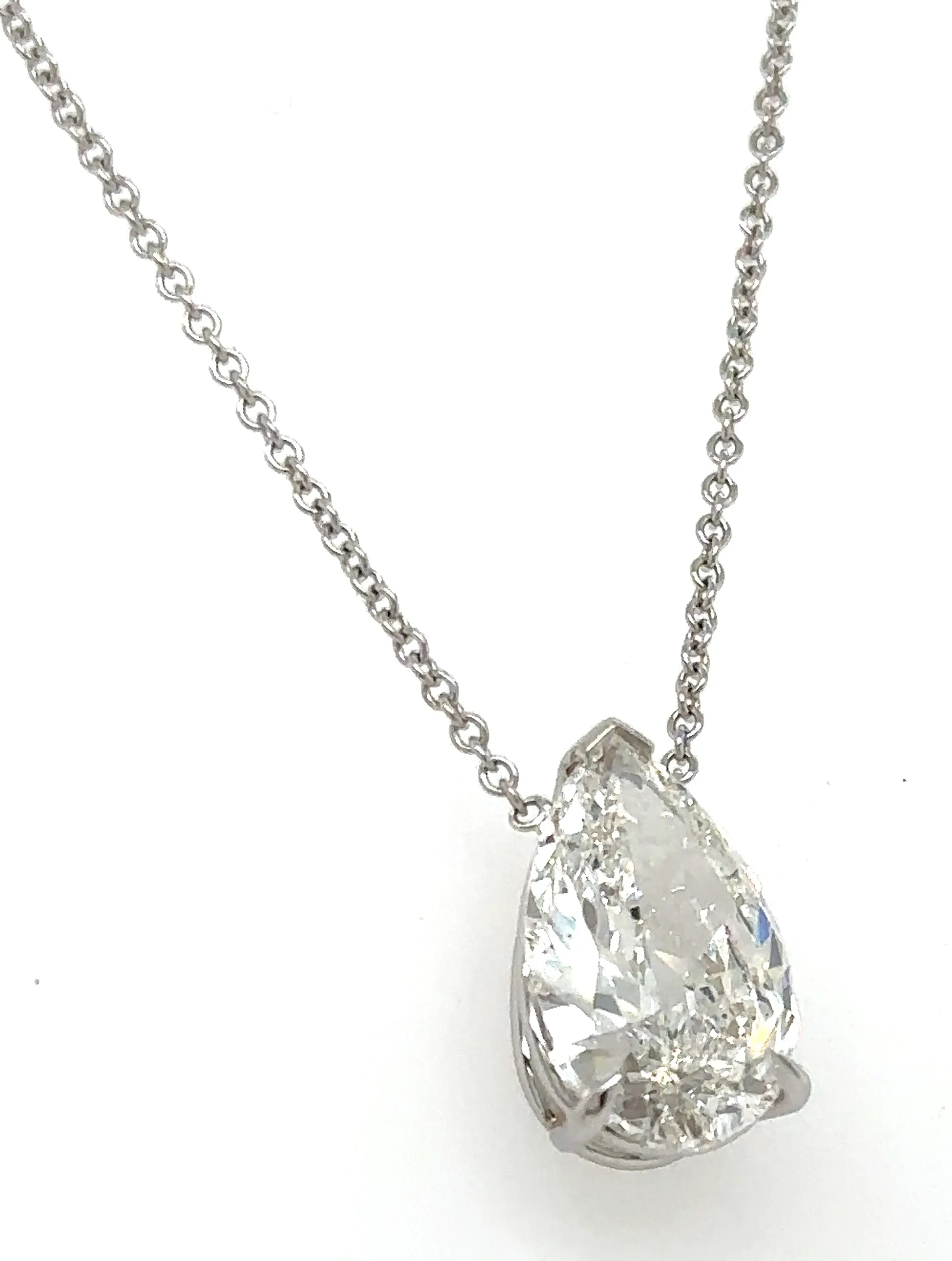 GIA Certified 3.68Carat Diamond Pear-shape Solitaire Pendant Necklace