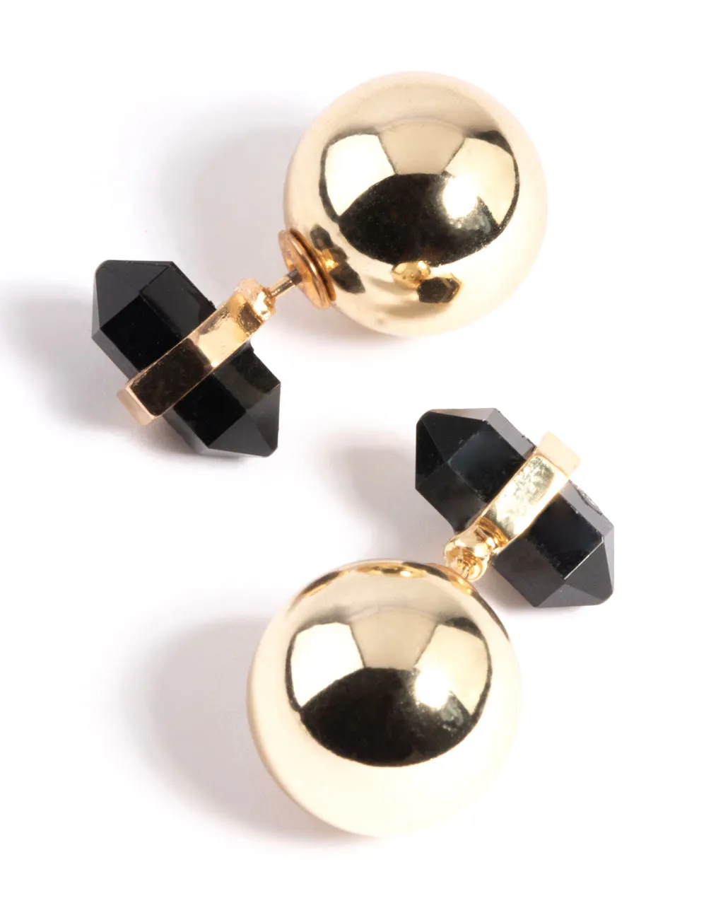 Gold & Black Sandwich Stud Earrings