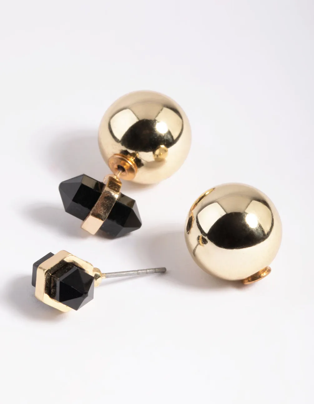 Gold & Black Sandwich Stud Earrings