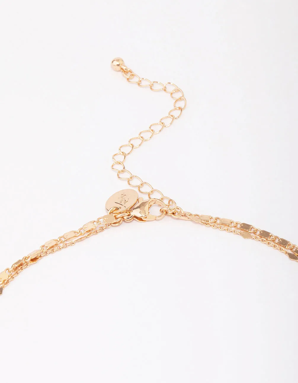 Gold Double Cross Layered Necklace