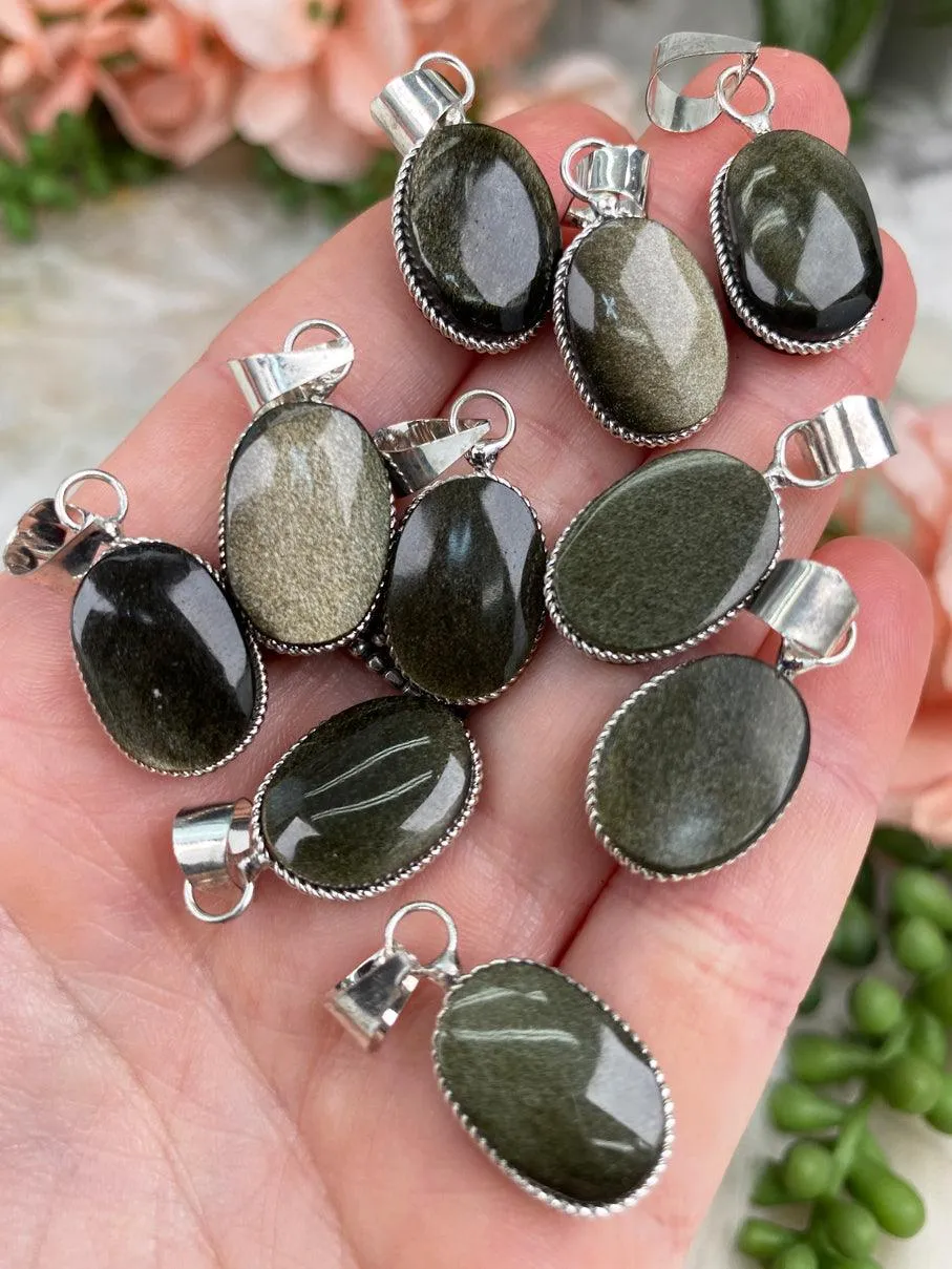 Gold Obsidian Pendants