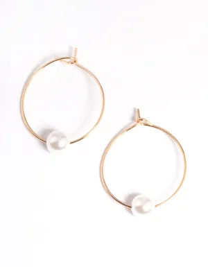 Gold Threaded Pearl Hoop Earrings