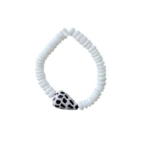 Hebrew and Puka Shell Bracelet Black and White, Small