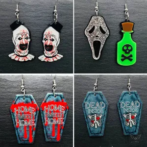 Horror Joker Coffin Halloween Acrylic earrings