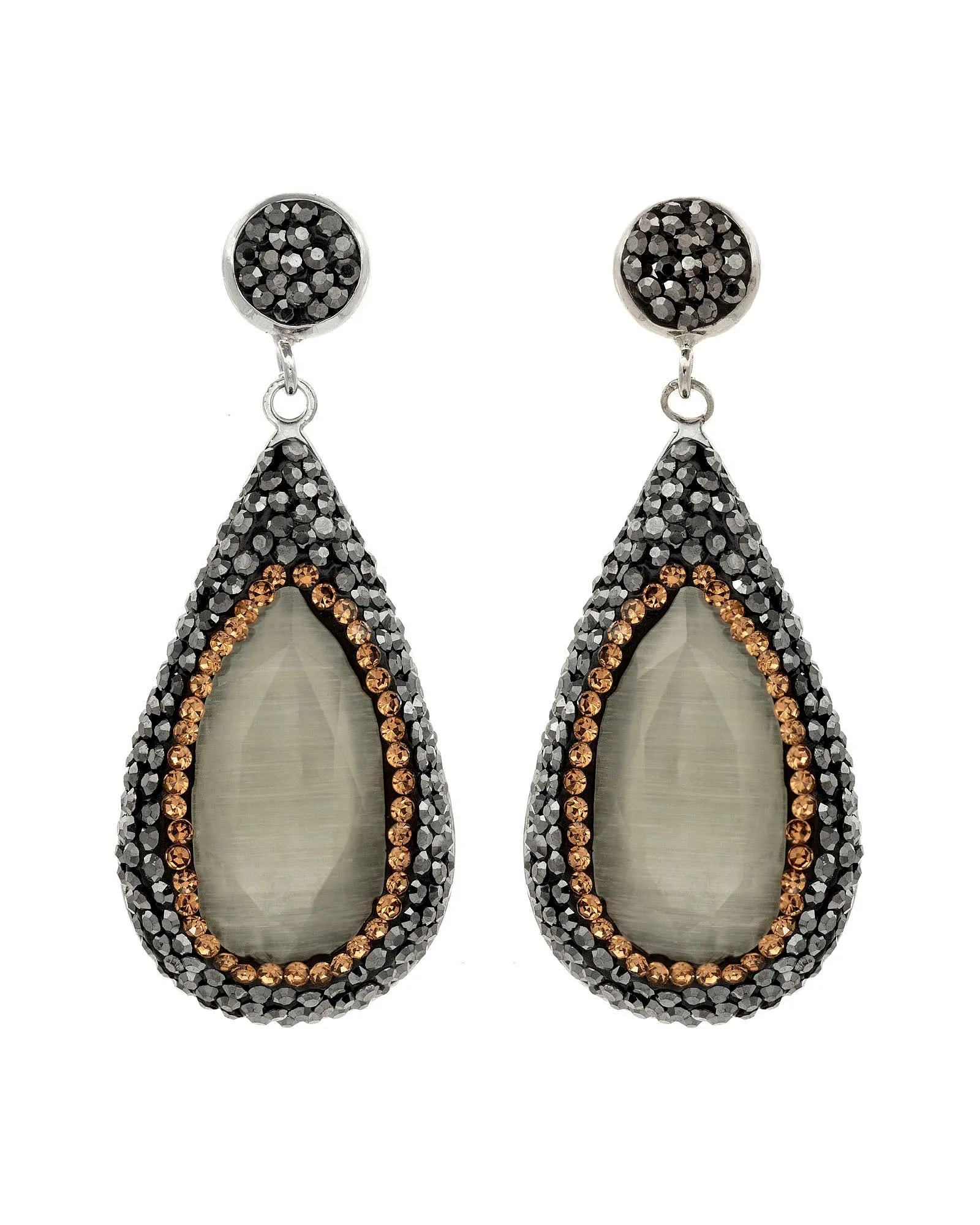 Jan Sale - Gem Drop Earrings ~ Smoky White