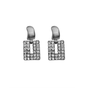 JewelMaze Austrian Stone Silver Plated Stud Earrings ( assorted design )