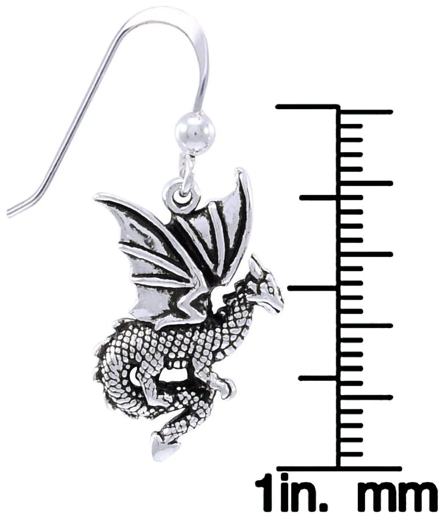 Jewelry Trends Sterling Silver Flying Dragon Dangle Earrings