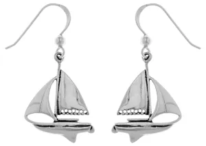 Jewelry Trends Sterling Silver Nautical Sailboat Dangle Earrings