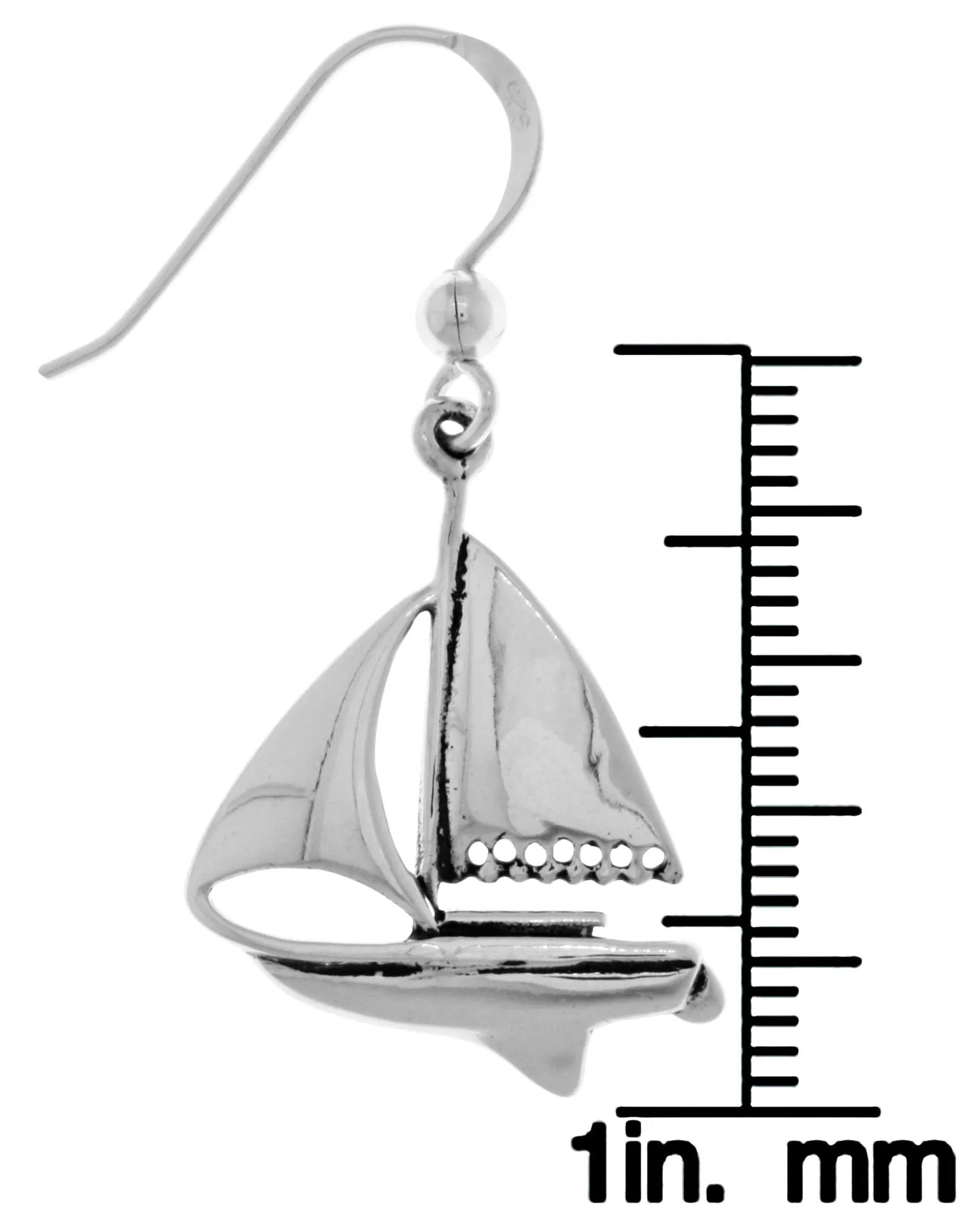 Jewelry Trends Sterling Silver Nautical Sailboat Dangle Earrings