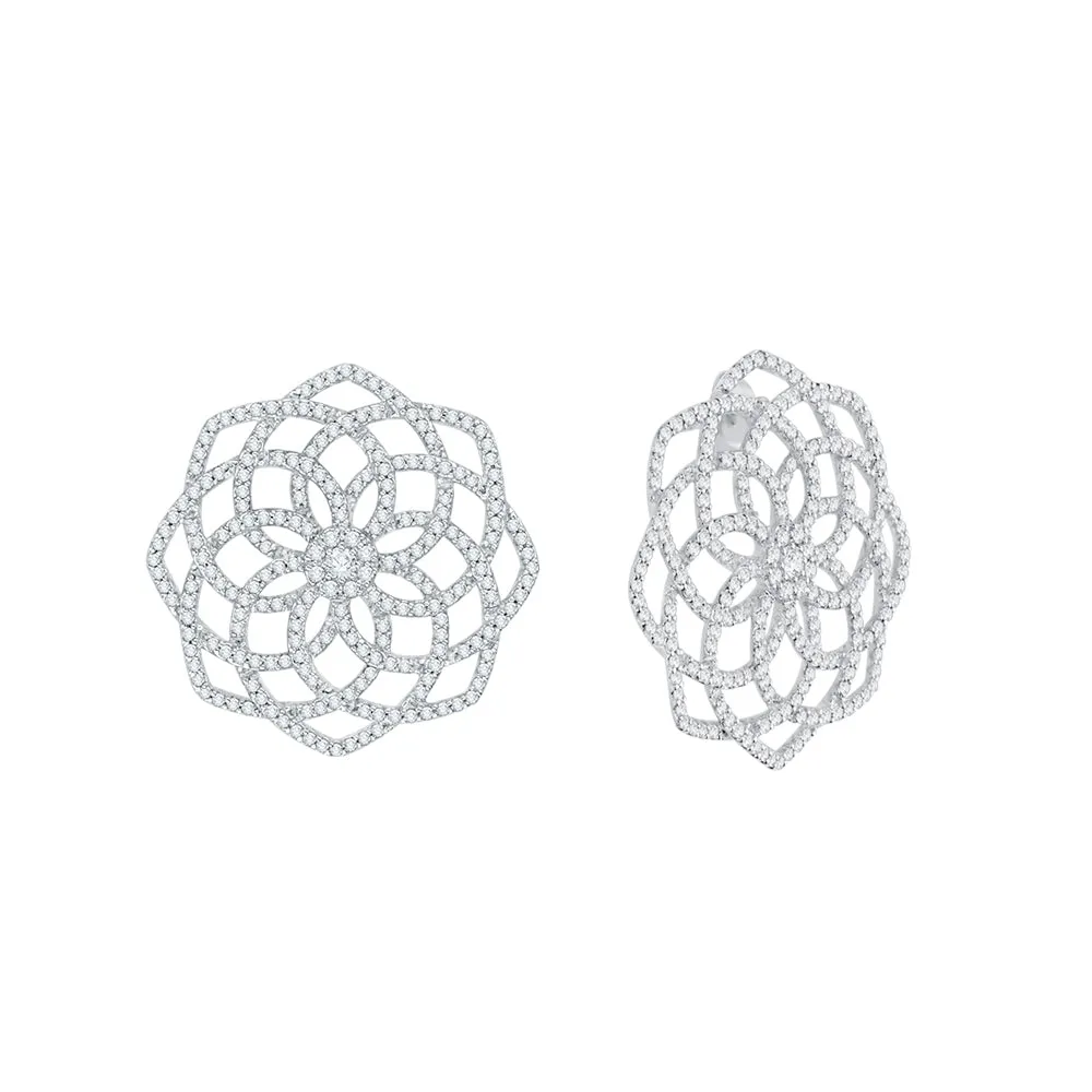 KATARINA 1 1/2 cttw Lab Grown Diamond Floral Fashion Earrings in 14k Gold