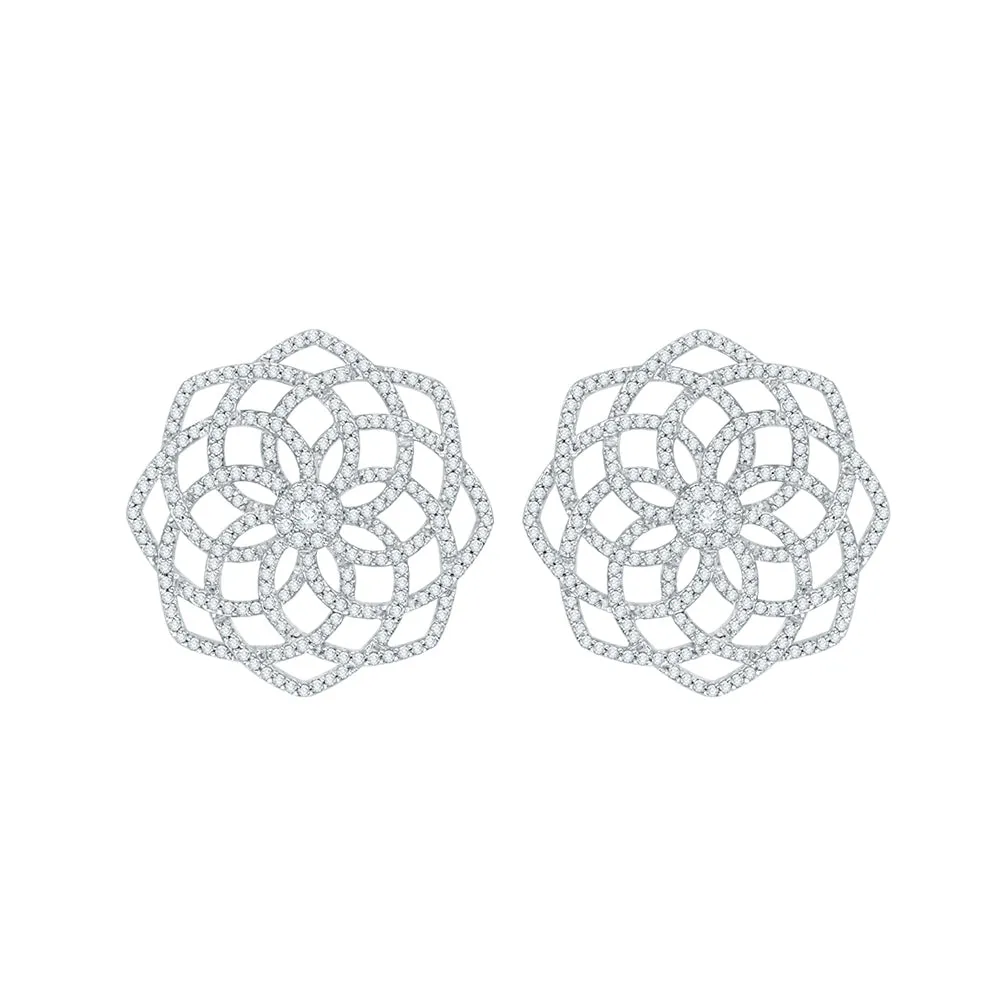 KATARINA 1 1/2 cttw Lab Grown Diamond Floral Fashion Earrings in 14k Gold