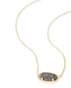 Kendra Scott Elisa Oval Pendant Necklace in Platinum Drusy and Gold