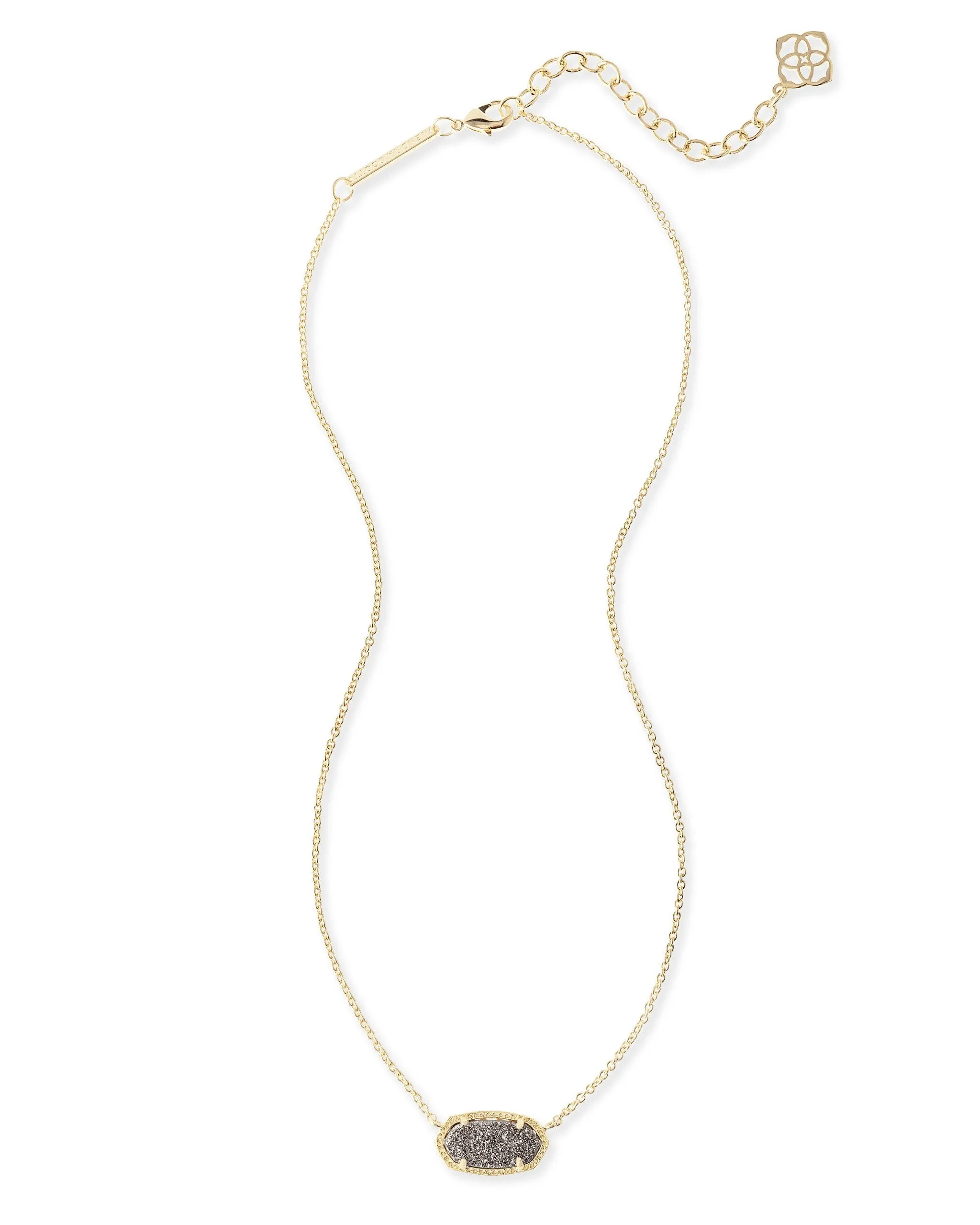 Kendra Scott Elisa Oval Pendant Necklace in Platinum Drusy and Gold