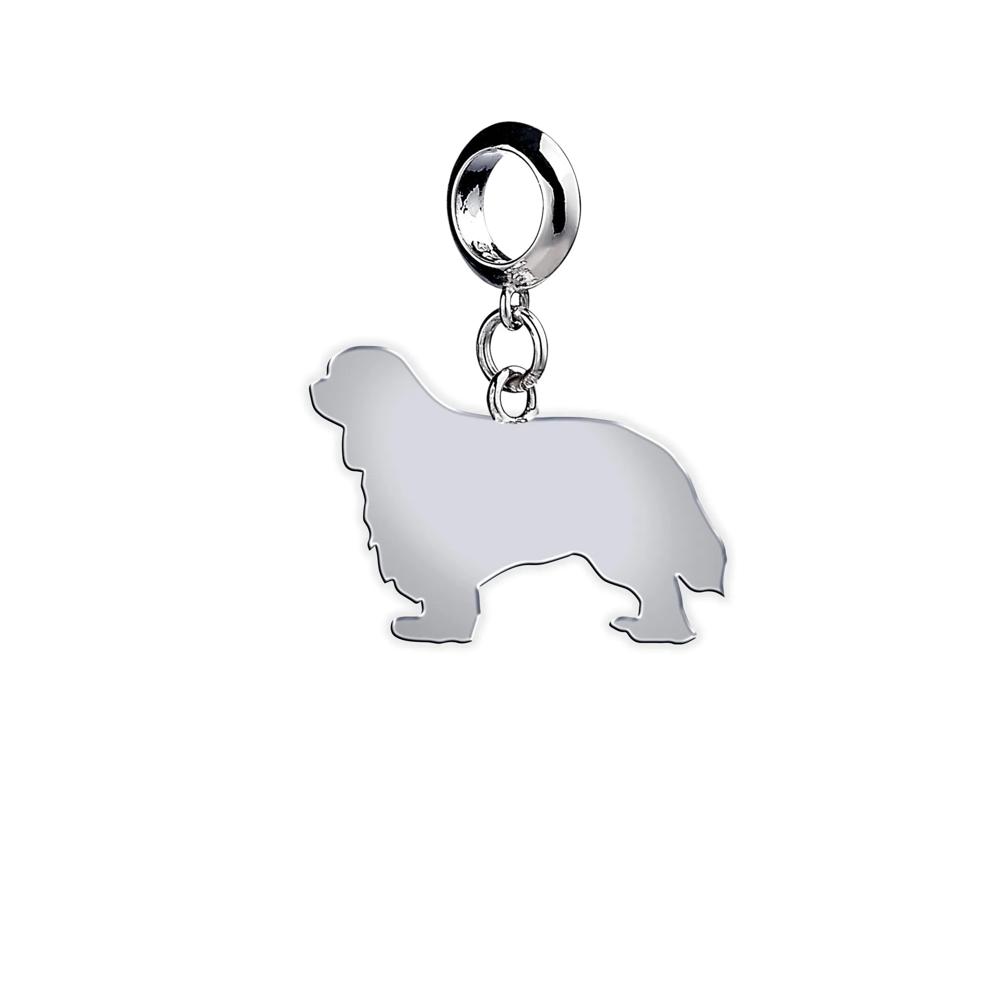 King Charles Spaniel Silhouette Silver Charm