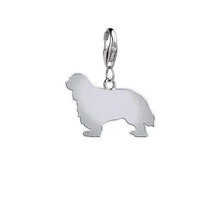 King Charles Spaniel Silhouette Silver Charm