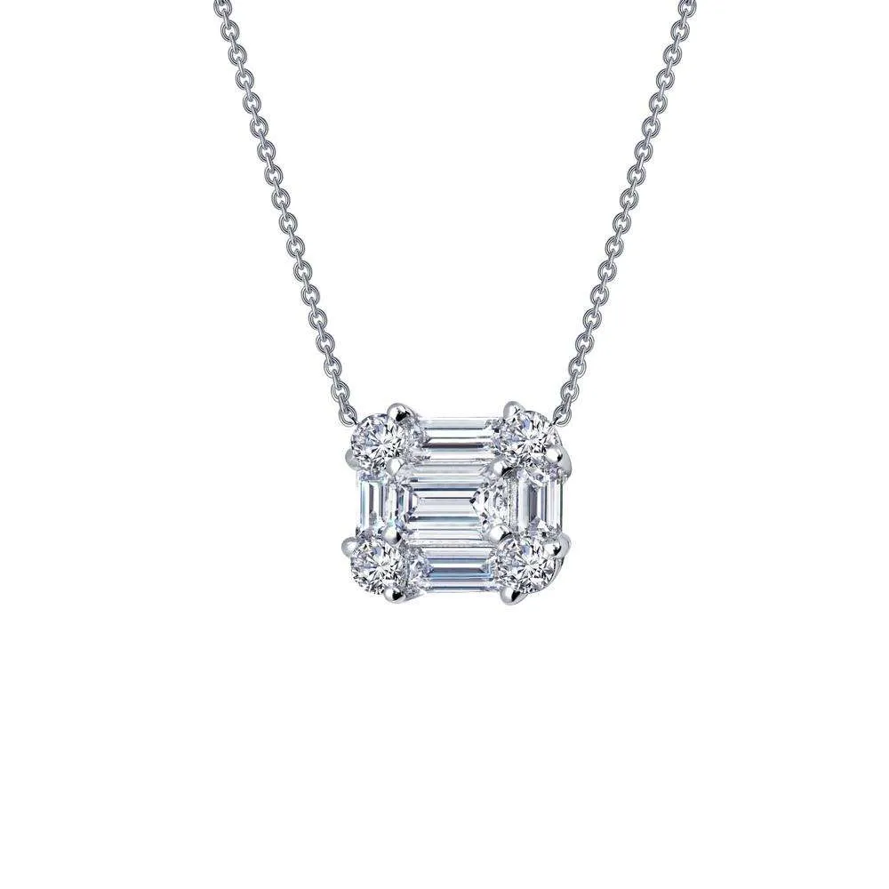 LAFONN 1.15ct TW Baguette Halo Necklace