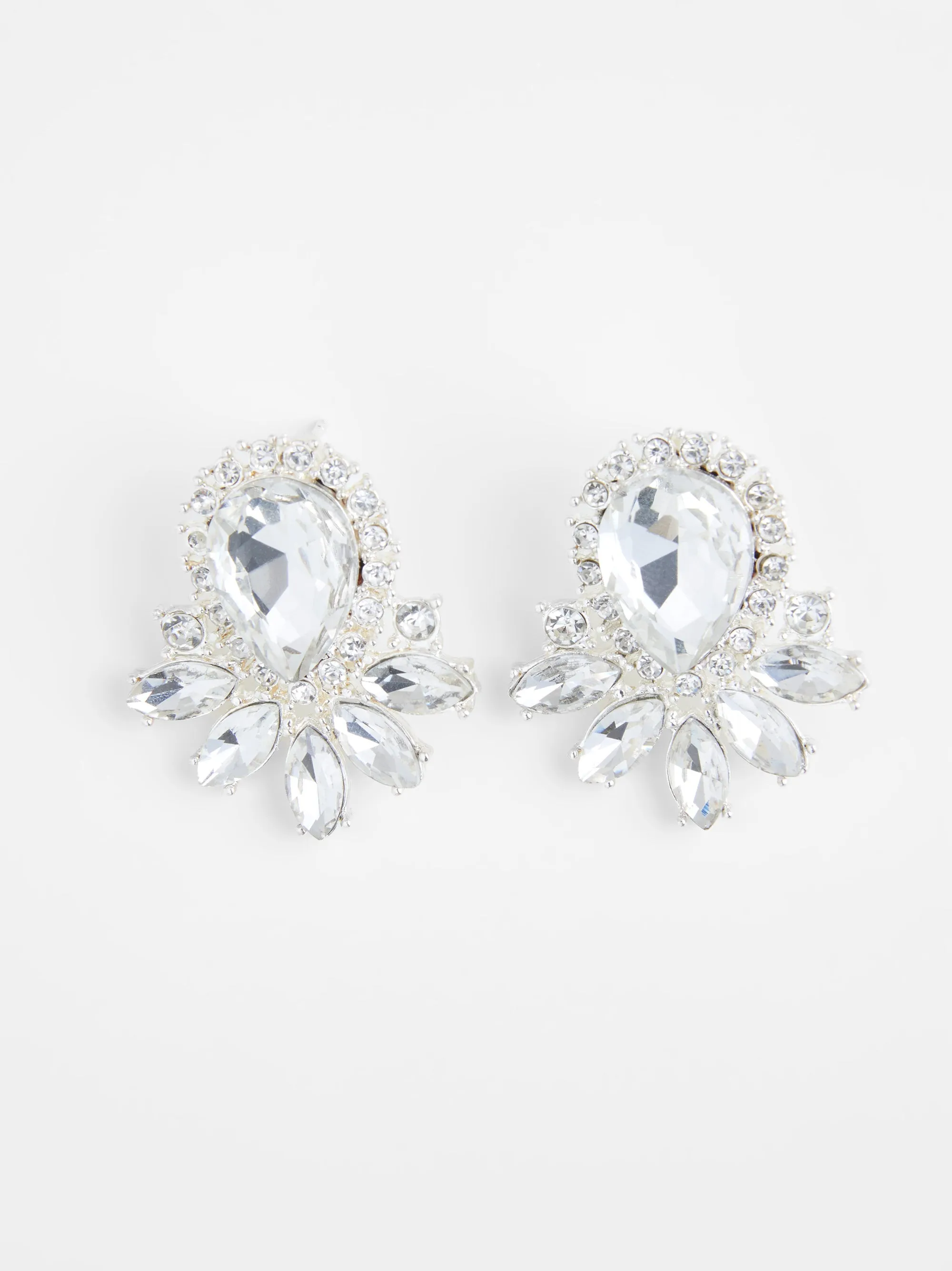 Large Diamente Stud Earrings