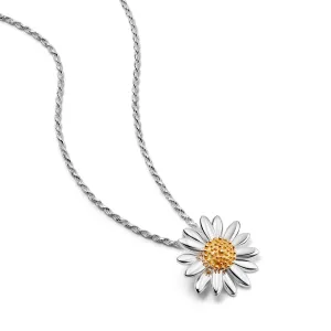 Large English Daisy Necklace Sterling Silver