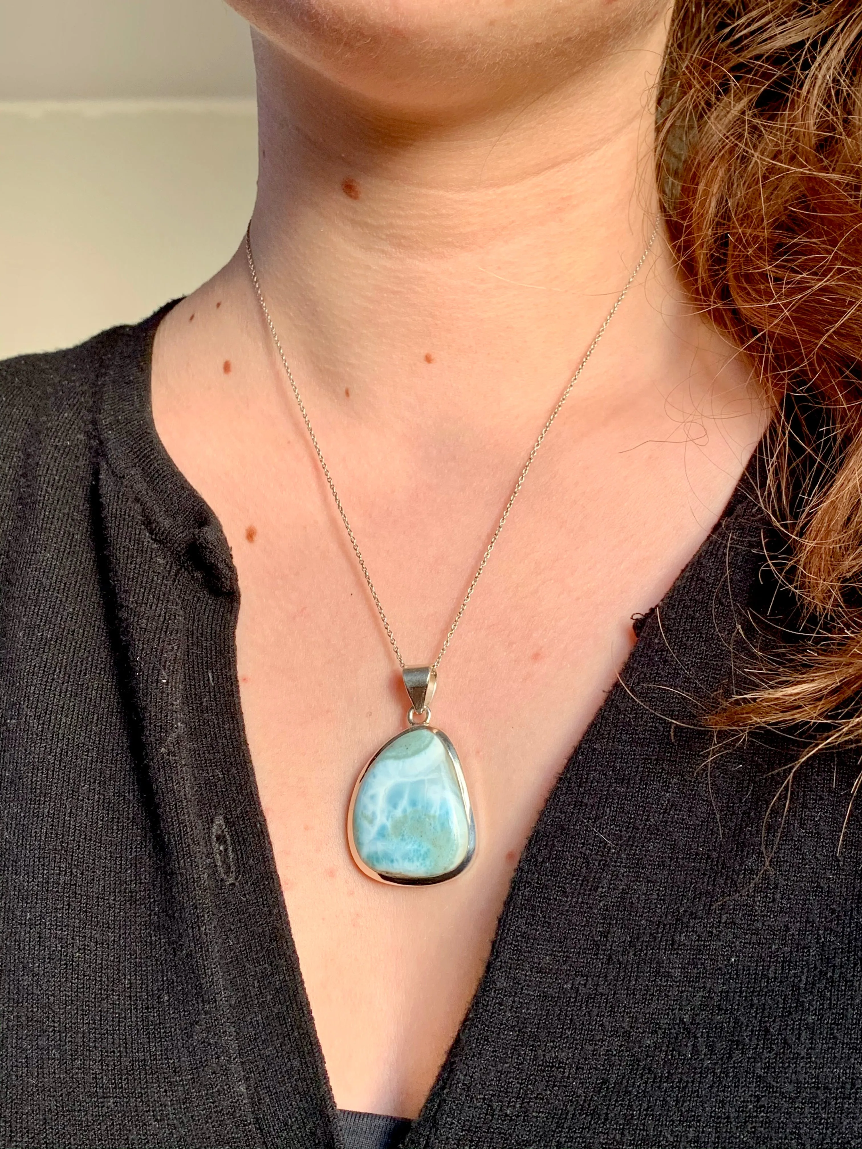 Larimar Naevia Pendant - Medium Freeform (One of a kind)