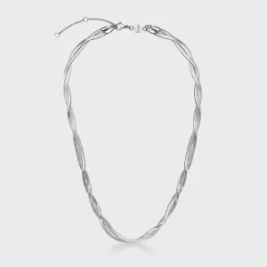 Élevé Twisted Snake Necklace, Silver Colour