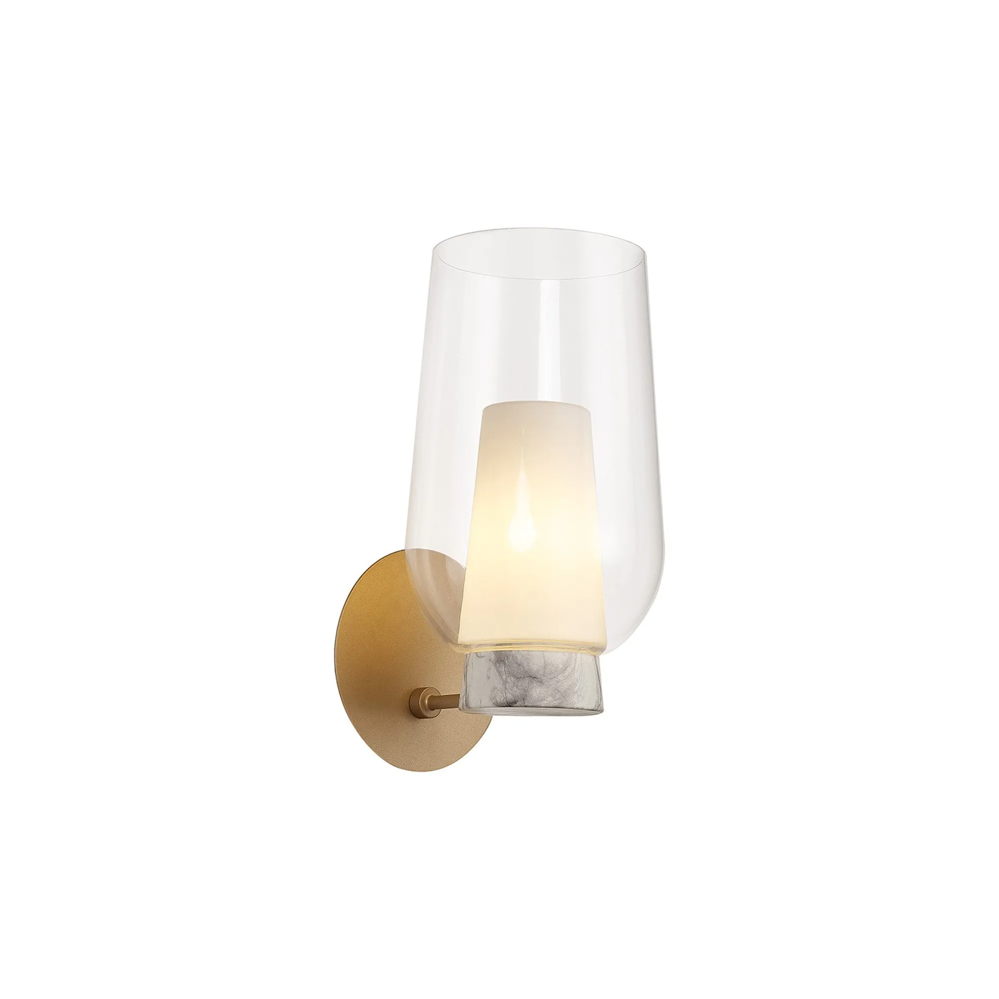 Mantra M8400 Nora Wall Lamp Gold/White/Clear Glass With Frosted Inner