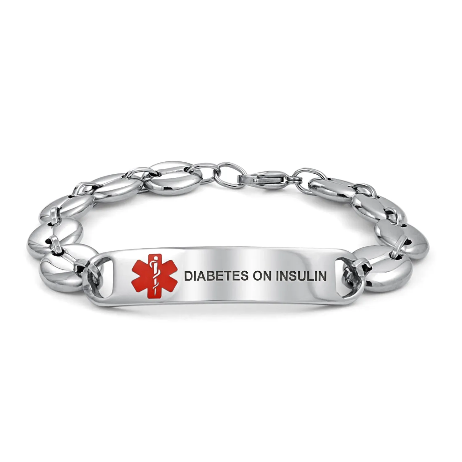 Medical ID Bracelet for Men - Marina Anchor Mariner Silver Tone Stainless Steel