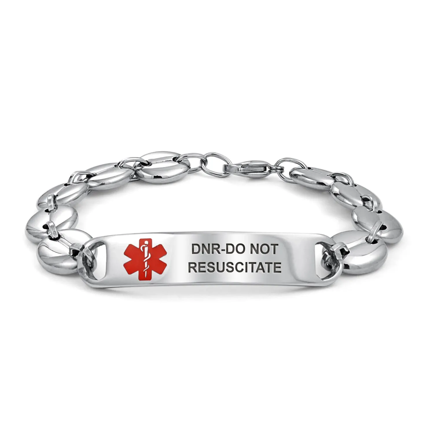 Medical ID Bracelet for Men - Marina Anchor Mariner Silver Tone Stainless Steel