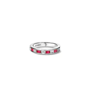 Natasha Half Eternity Ring 18ct White Gold - Ruby & Diamond