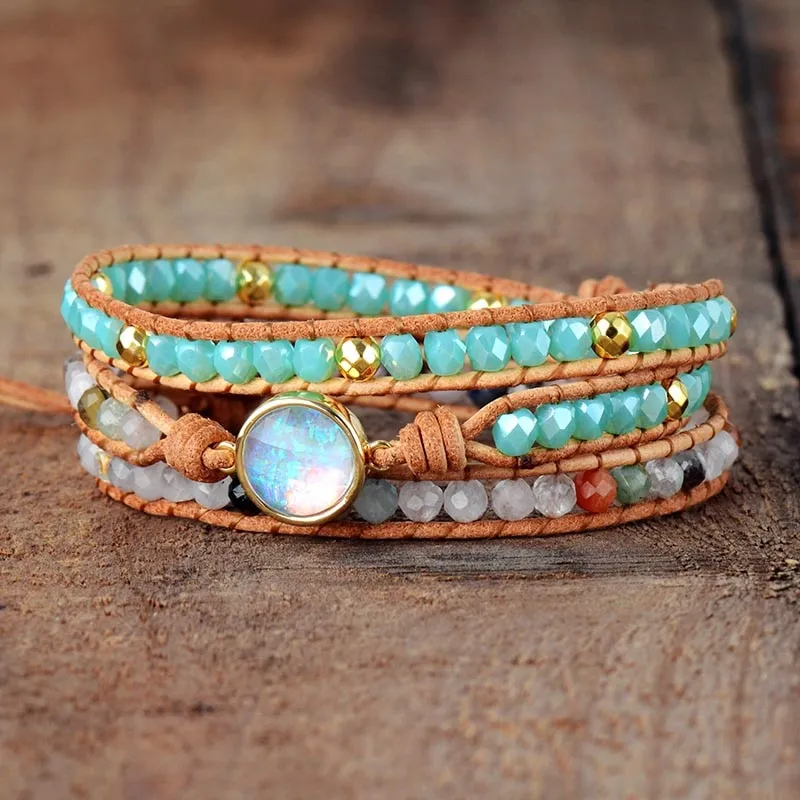 Natural Opal Stone Rhinestone Women Bracelets