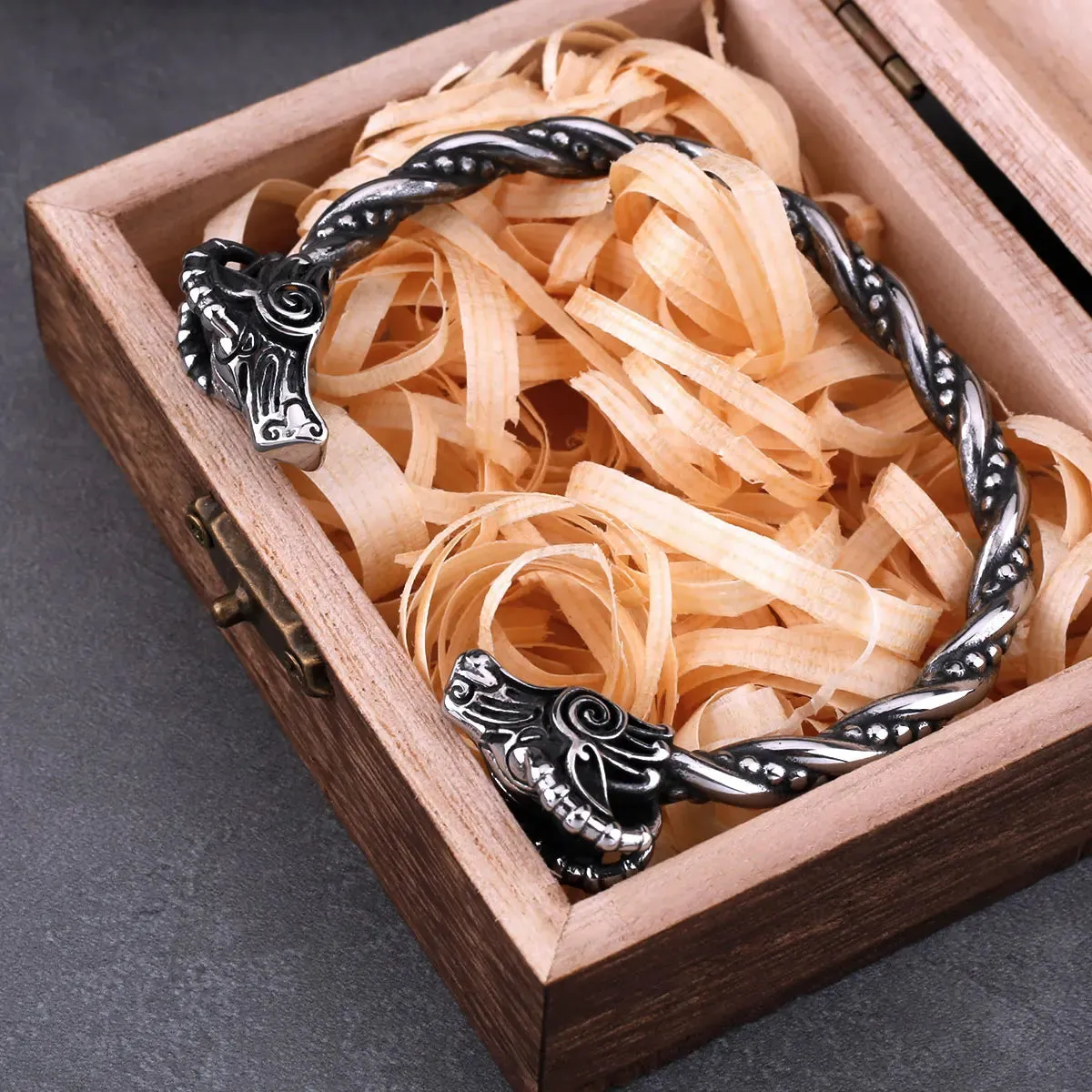 Nordic Goat Head Animal Cuff Viking Bracelet