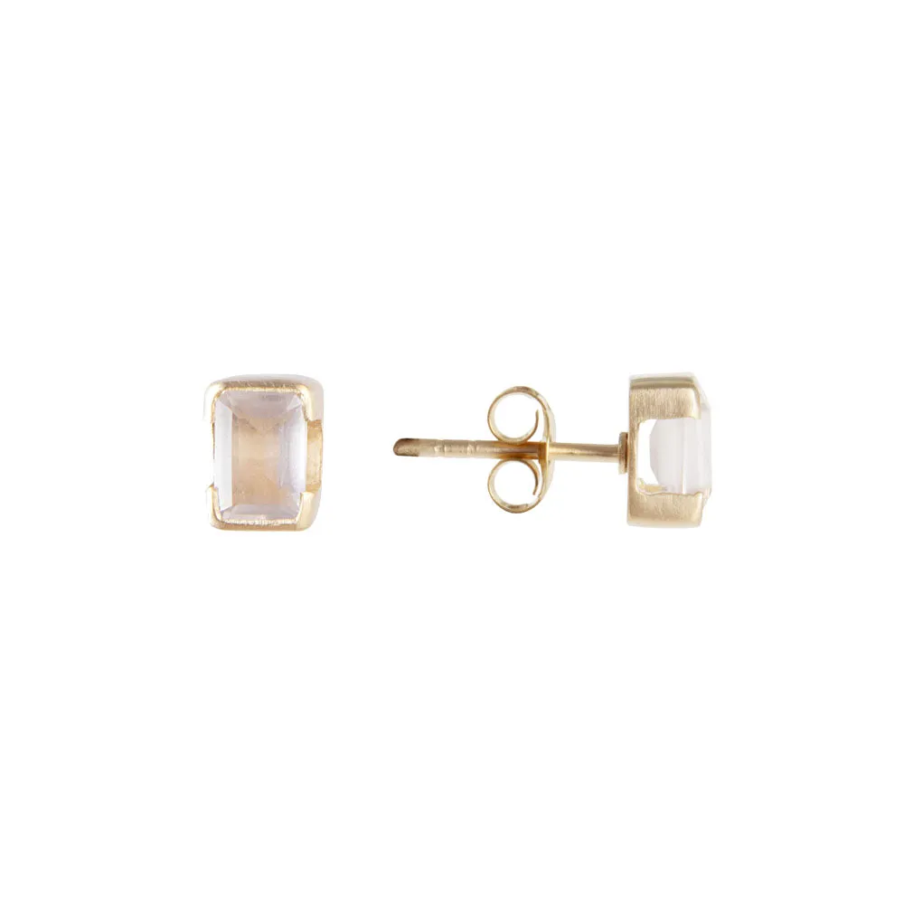 OCTOBER BIRTHSTONE STUDS - ROSE QUARTZ