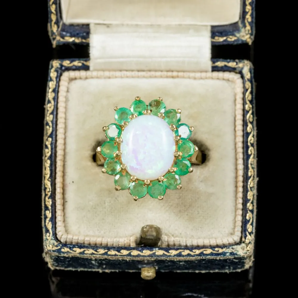 Opal Chrysoprase Cluster Ring 9Ct Gold On Silver