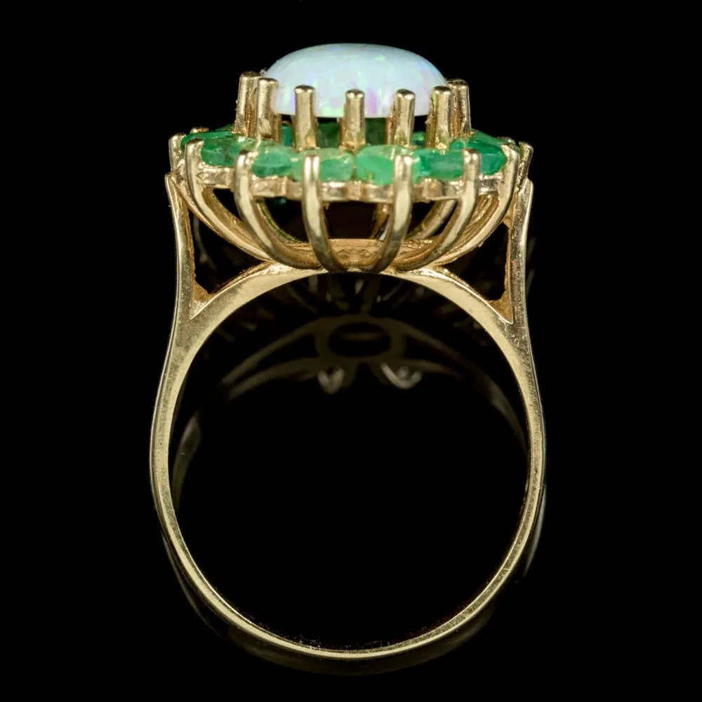 Opal Chrysoprase Cluster Ring 9Ct Gold On Silver