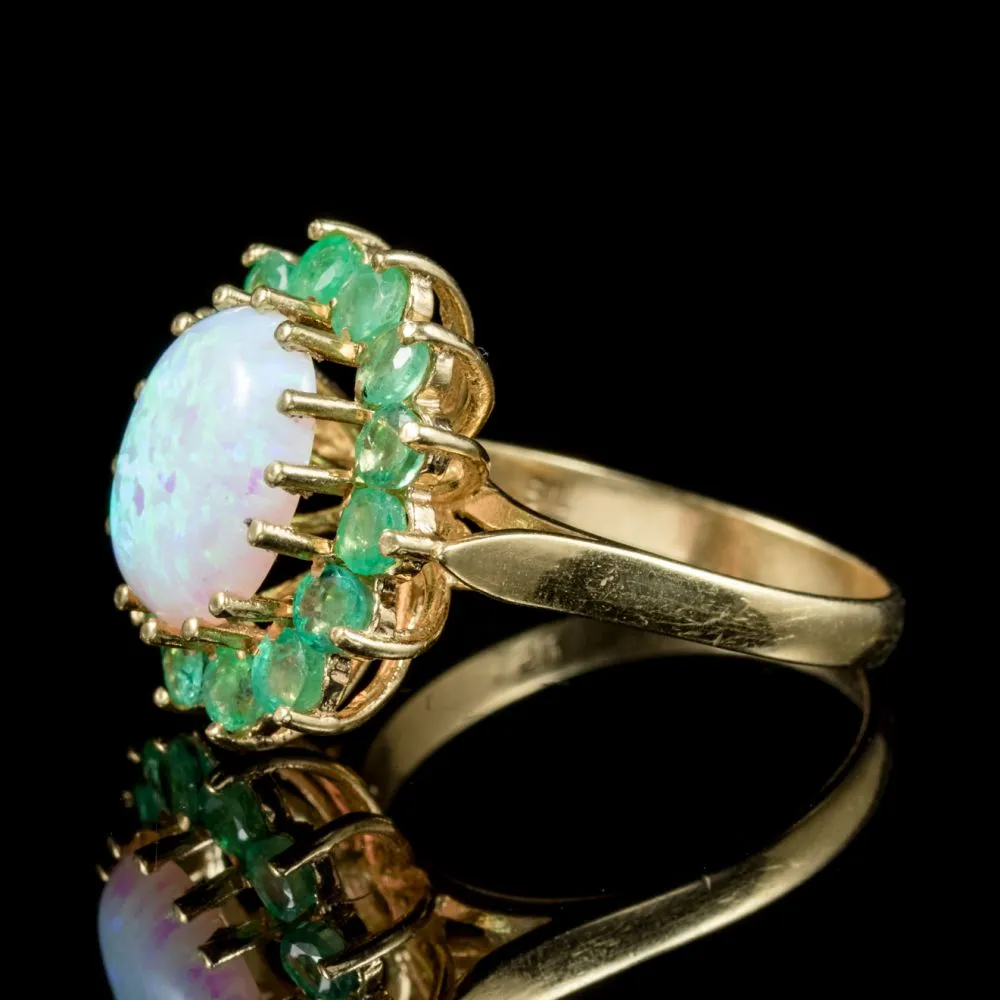 Opal Chrysoprase Cluster Ring 9Ct Gold On Silver