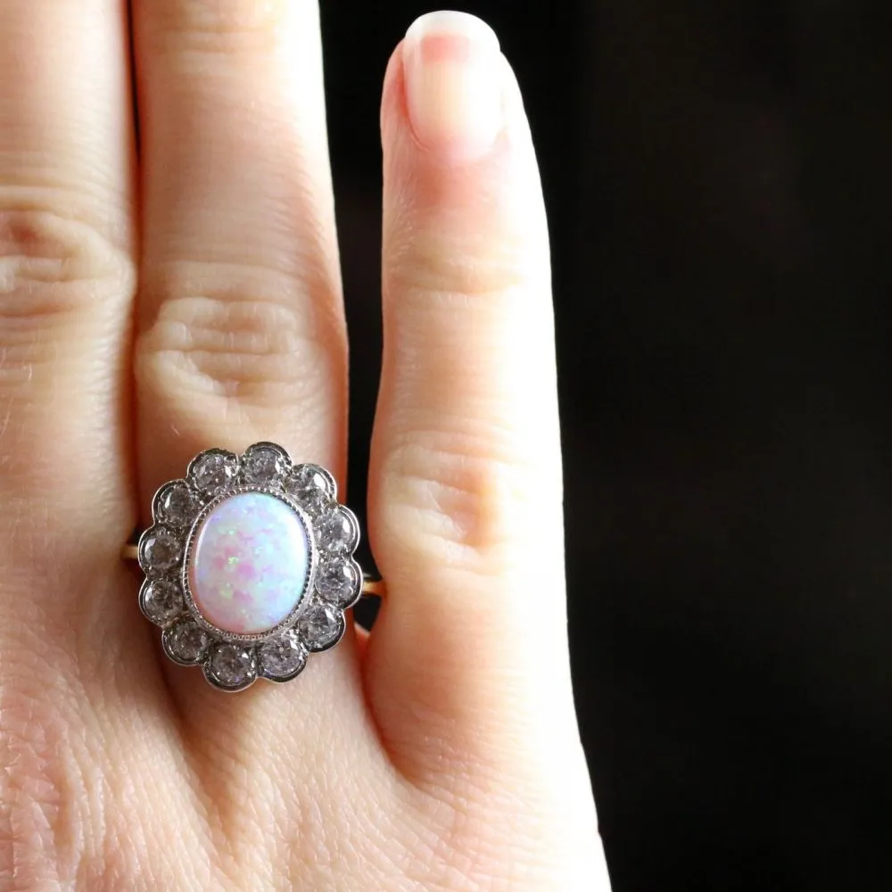 Opal Paste Cluster Ring