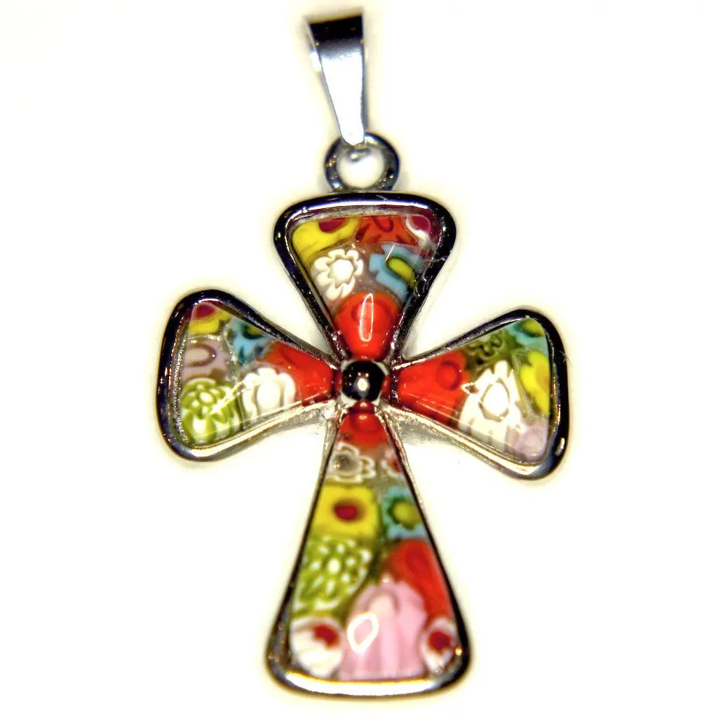 Orange Murano Glass Cross (pendant only)