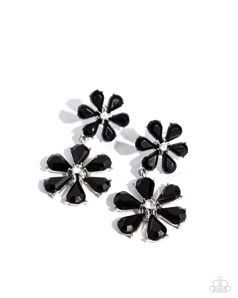 Paparazzi Earring ~ A Blast of Blossoms - Black