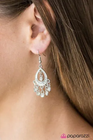 Paparazzi Earring ~ Catch Some Sparkle - White