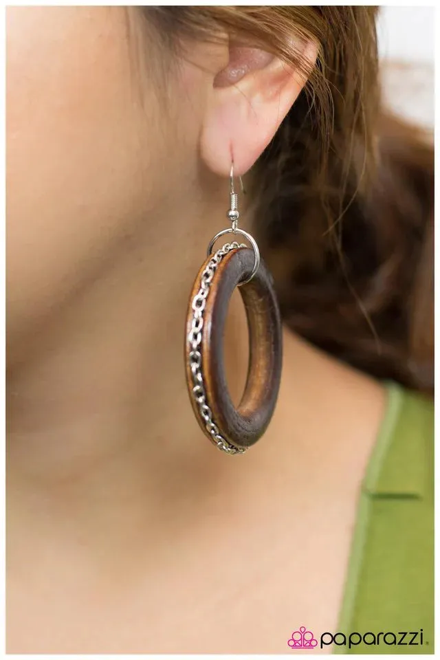 Paparazzi Earring ~ Chain Reaction - Brown